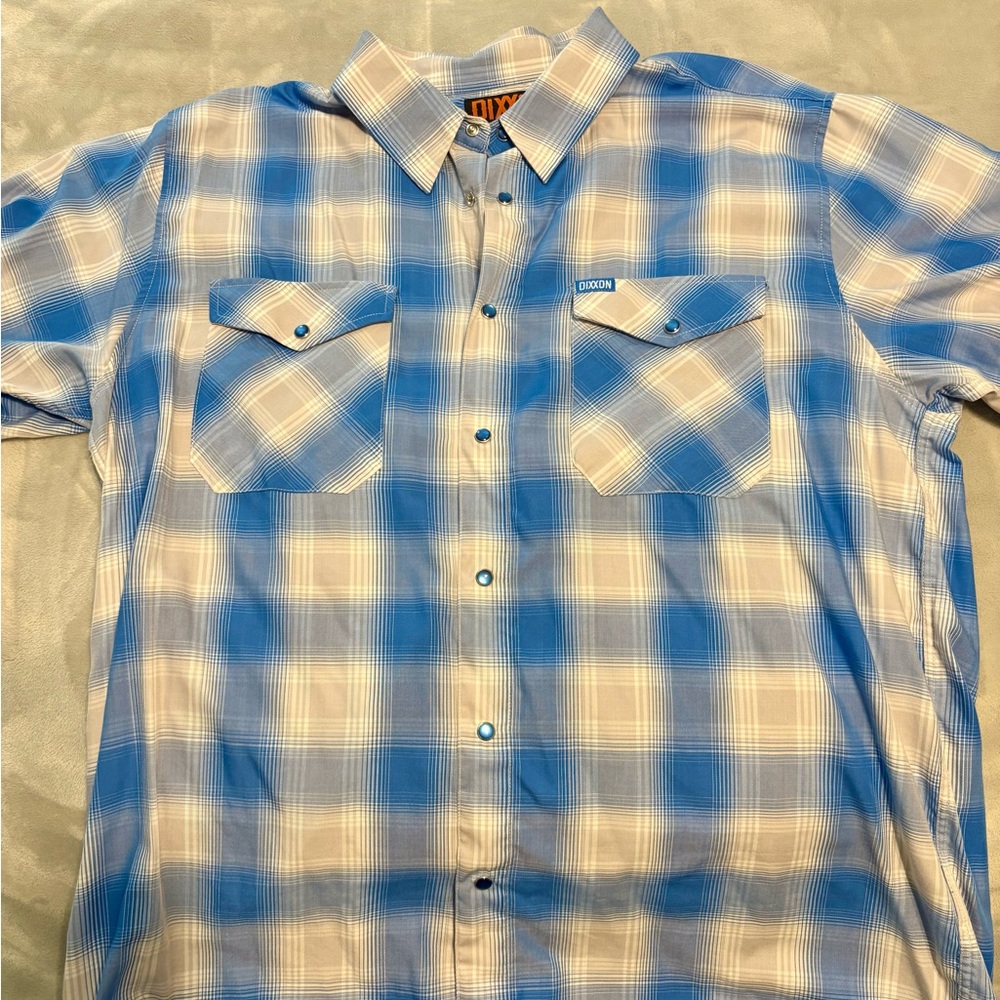 DIXXON Light Blue and White Plaid Shirt
